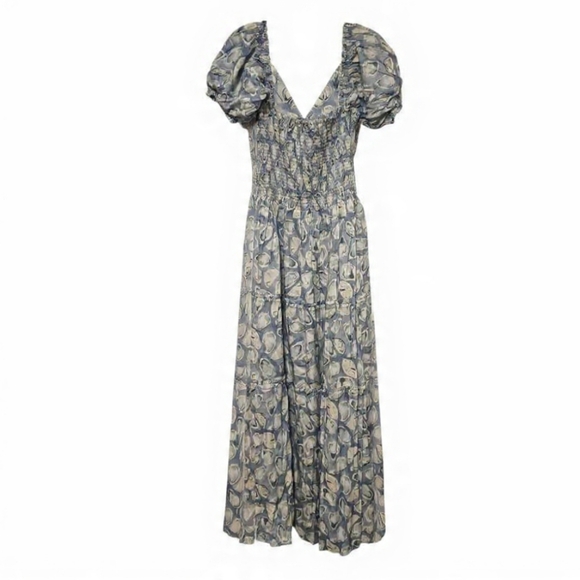 XL💙Kenny Flowers Blue Oysters Smocked Maxi Dress - Picture 3 of 9